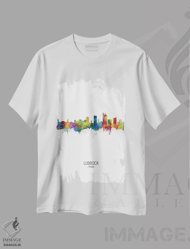تیشرت سفید طرح دار – تیشرت گرافیکی ,منظرهٔ پرتره لوبوک، تگزاس اثر مایکل تامپست فروشگاه ایماژ