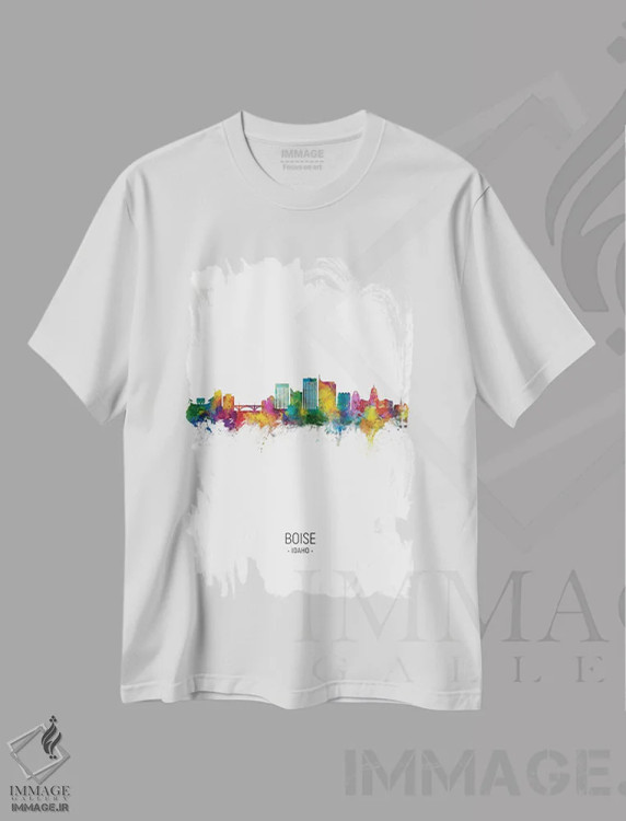 تیشرت سفید طرح دار – تیشرت هنری ,منظرهٔ پرتره بویسی، آیداهو اثر مایکل تامپست immage.ir