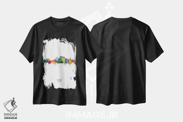 تیشرت مشکی طرح دار – تیشرت هنری ,منظرهٔ پرتره بویسی، آیداهو اثر مایکل تامپست فروشگاه ایماژ