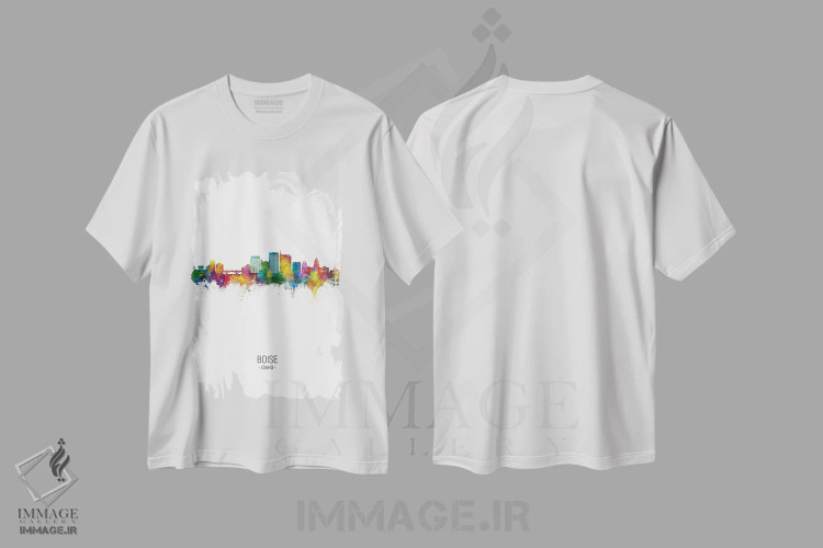 تیشرت سفید طرح دار – تیشرت هنری ,منظرهٔ پرتره بویسی، آیداهو اثر مایکل تامپست immage.ir