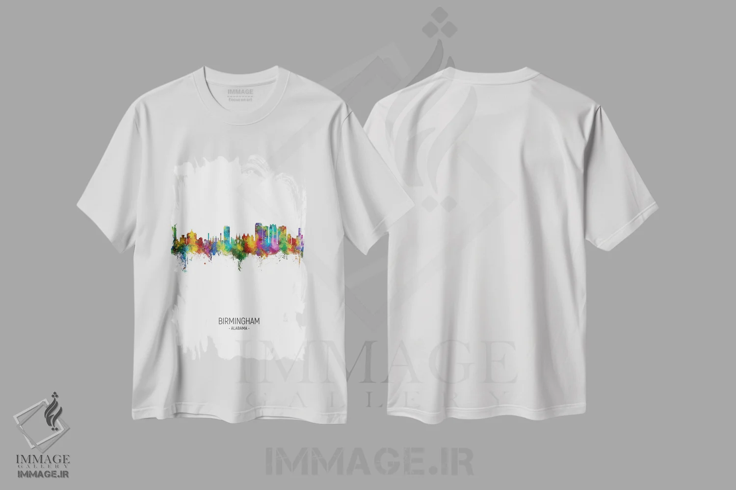 تیشرت سفید طرح دار – تیشرت هنری ,منظرهٔ پرتره بیرمنگام، آلاباما اثر مایکل تامپست فروشگاه ایماژ