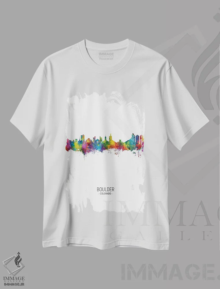 تیشرت سفید طرح دار – تیشرت طبیعت ,منظرهٔ پرتره بولدر، کلرادو اثر مایکل تامپست immage.ir