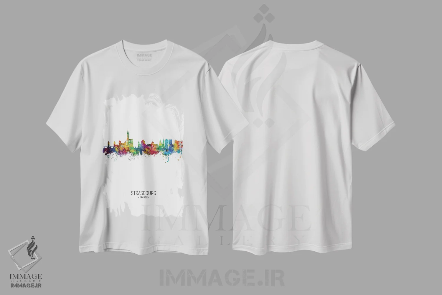 تیشرت سفید طرح دار – تیشرت فرانسوی ,نمای عمودی خط افق استراسبورگ، فرانسه اثر مایکل تامپست فروشگاه ایماژ