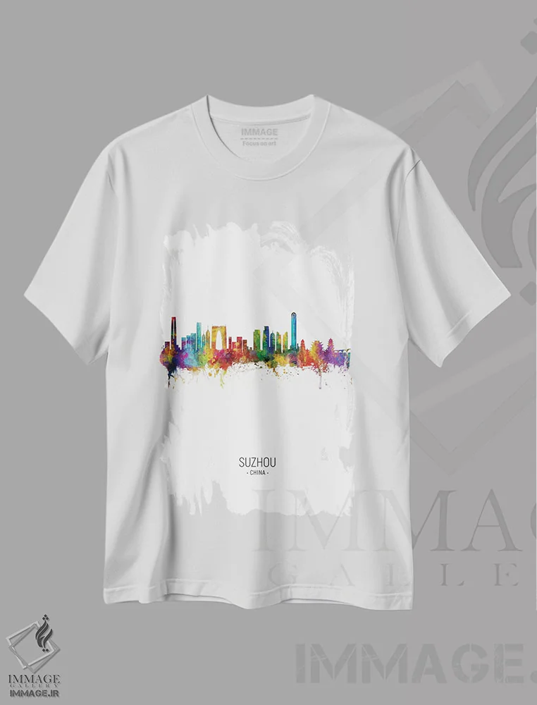 تیشرت سفید طرح دار – تیشرت آسیایی ,نمای عمودی خط افق سوژو، چین اثر مایکل تامپست immage.ir