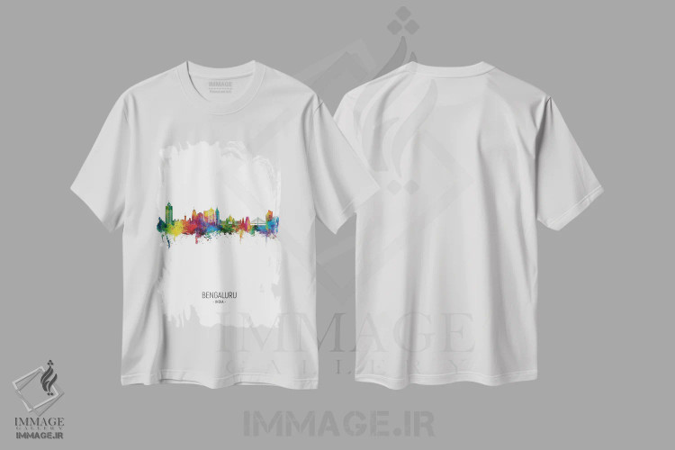 تیشرت سفید طرح دار – تیشرت هنری ,نمای عمودی خط افق بنگلور، هند اثر مایکل تامپست فروشگاه ایماژ