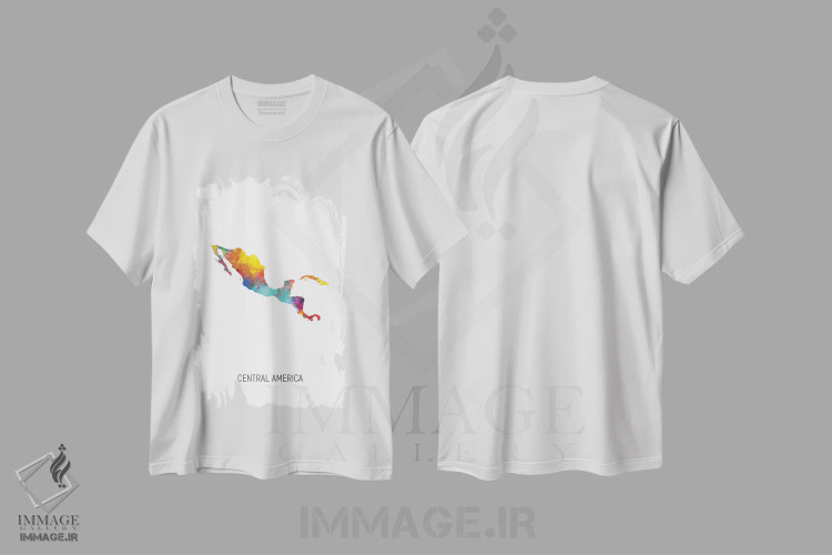 تیشرت سفید طرح دار – تیشرت آبستره ,نقشه آمریکای مرکزی اثر مایکل تامپست فروشگاه ایماژ