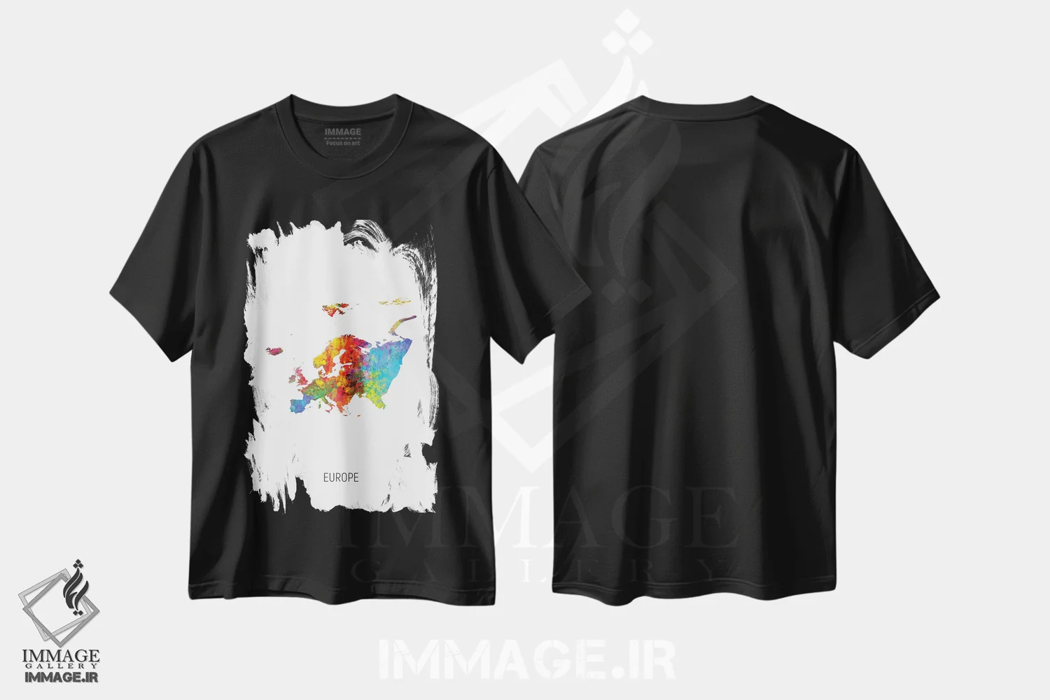 تیشرت مشکی طرح دار – تیشرت مینیمال ,نقشه اروپا اثر مایکل تامپست فروشگاه ایماژ