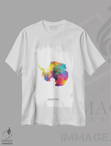 تیشرت سفید طرح دار – تیشرت مینیمال ,نقشه جنوبگان اثر مایکل تامپست فروشگاه ایماژ