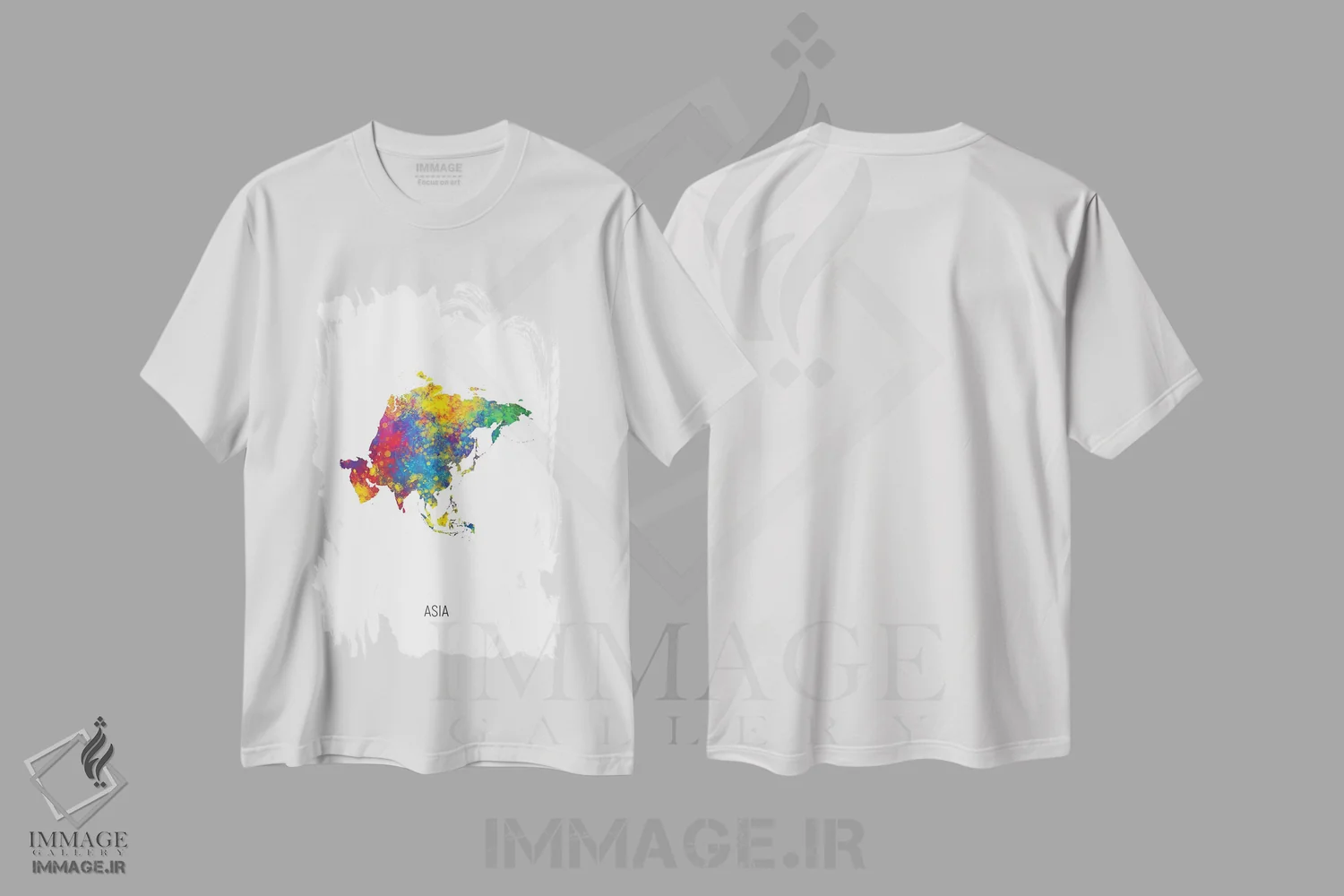 تیشرت سفید طرح دار – تیشرت هنری ,نقشه آسیا اثر مایکل تامپست immage.ir