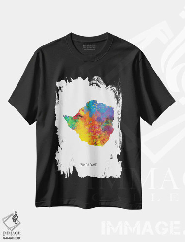 تیشرت مشکی طرح دار – تیشرت فرهنگی آفریقایی ,نقشه زیمبابوه اثر مایکل تامپست فروشگاه ایماژ