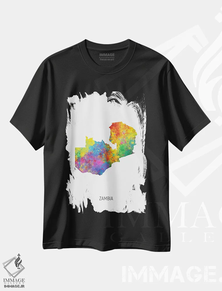 تیشرت مشکی طرح دار – تیشرت طبیعت ,نقشه زامبیا اثر مایکل تامپست immage.ir