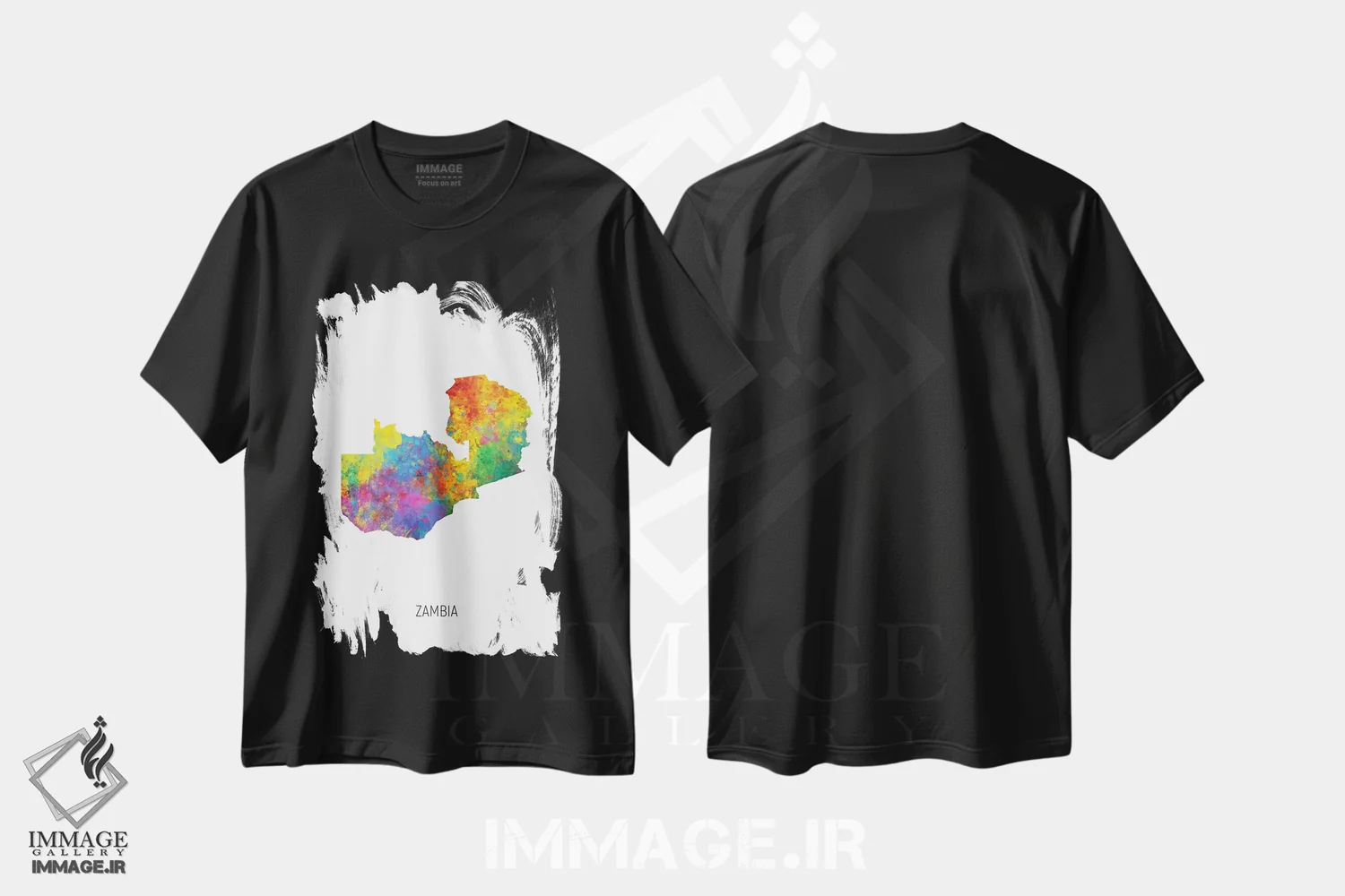 تیشرت مشکی طرح دار – تیشرت طبیعت ,نقشه زامبیا اثر مایکل تامپست immage.ir