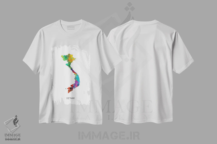 تیشرت سفید طرح دار – تیشرت گرافیکی ,نقشه ویتنام اثر مایکل تامپست immage.ir