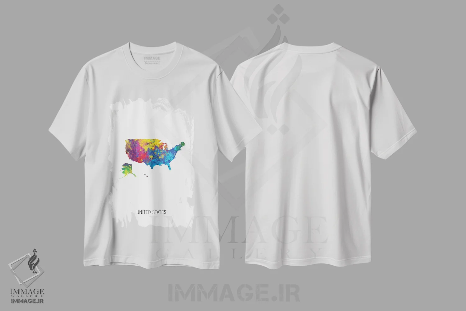 تیشرت سفید طرح دار – تیشرت مدرن ,نقشه ایالات متحده آمریکا اثر مایکل تامپست immage.ir