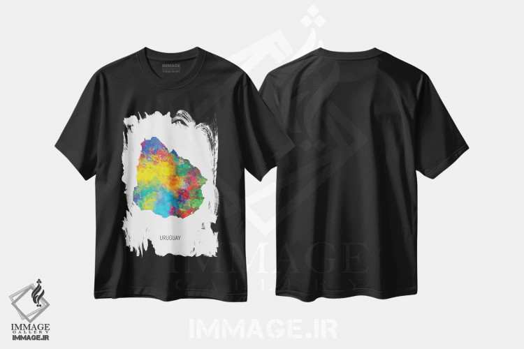 تیشرت مشکی طرح دار – تیشرت هنری ,نقشه اروگوئه اثر مایکل تامپست immage.ir