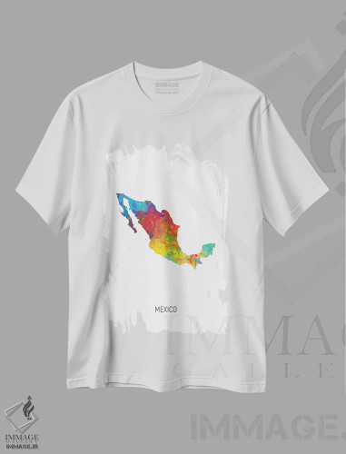 تیشرت سفید طرح دار – تیشرت رنگی ,نقشه مکزیک اثر مایکل تامپست فروشگاه ایماژ