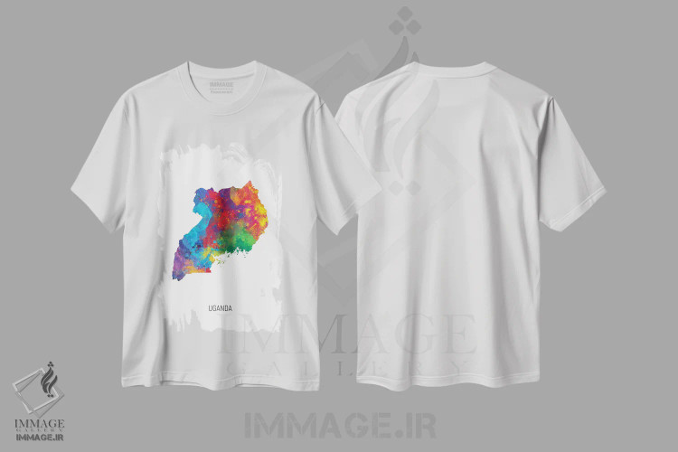 تیشرت سفید طرح دار – تیشرت طبیعت ,نقشه اوگاندا اثر مایکل تامپست immage.ir