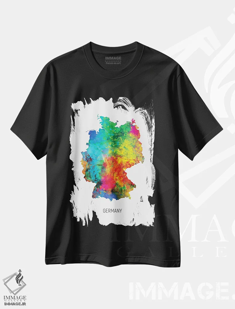 تیشرت مشکی طرح دار – تیشرت مینیمال اروپایی ,نقشه آلمان اثر مایکل تامپست فروشگاه ایماژ