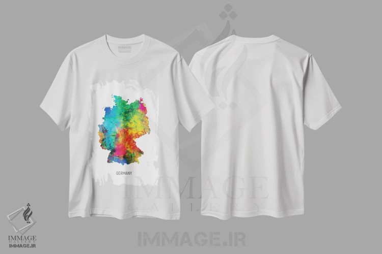 تیشرت سفید طرح دار – تیشرت مینیمال اروپایی ,نقشه آلمان اثر مایکل تامپست immage.ir