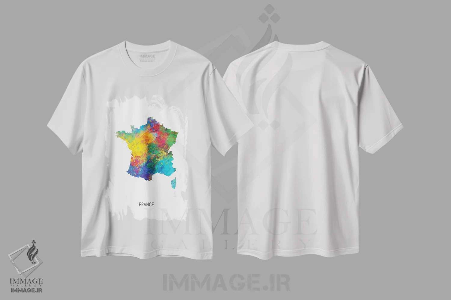 تیشرت سفید طرح دار – تیشرت هنری پاریسی ,نقشه فرانسه اثر مایکل تامپست فروشگاه ایماژ