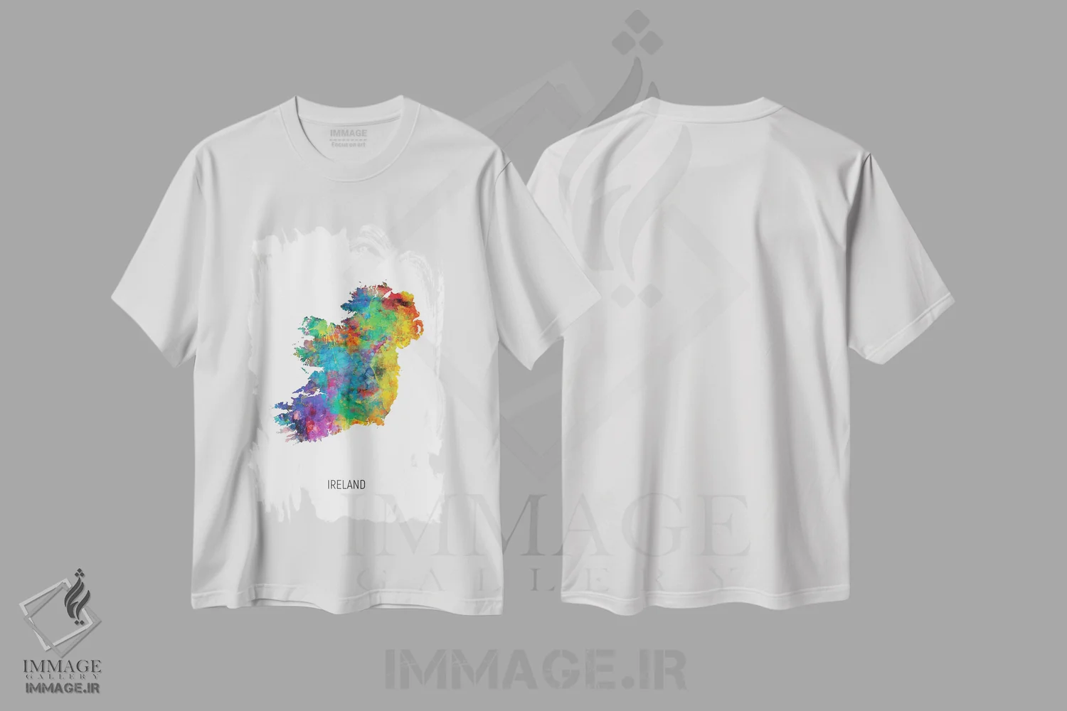 تیشرت سفید طرح دار – تیشرت گرافیکی ,نقشه ایرلند اثر مایکل تامپست فروشگاه ایماژ