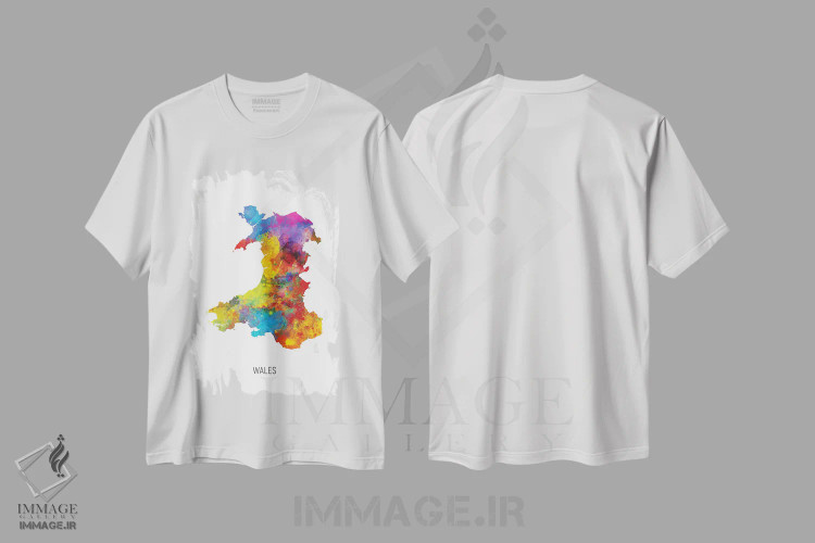 تیشرت سفید طرح دار – تیشرت گرافیکی ,نقشه ولز اثر مایکل تامپست فروشگاه ایماژ