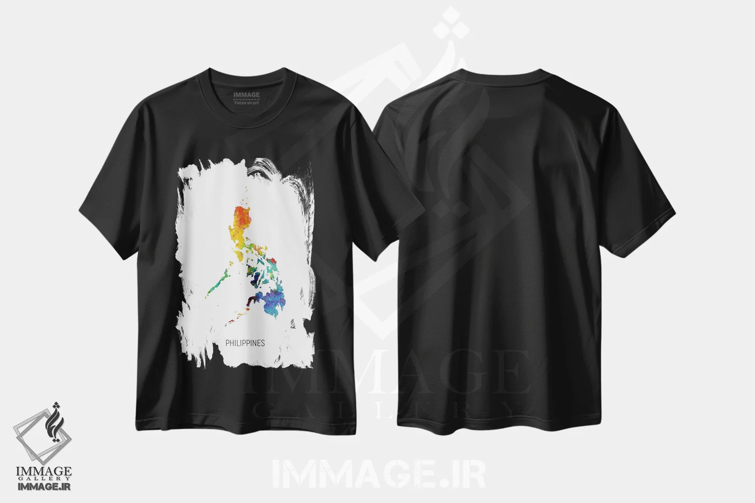 تیشرت مشکی طرح دار – تیشرت نقشه کشور ,نقشه فیلیپین اثر مایکل تامپست فروشگاه ایماژ