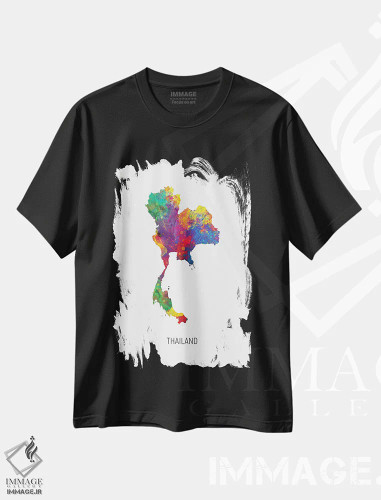 تیشرت مشکی طرح دار – تیشرت جغرافیایی ,نقشه تایلند اثر مایکل تامپست فروشگاه ایماژ