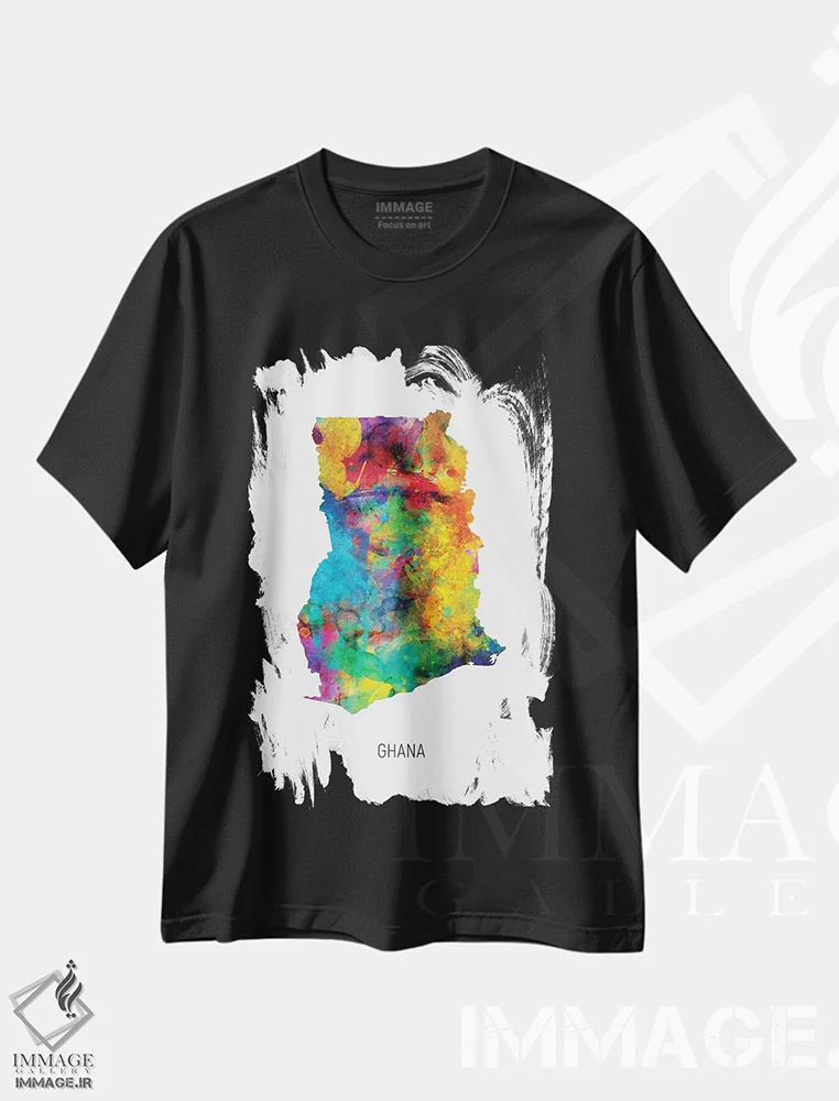 تیشرت مشکی طرح دار – تیشرت آفریقایی ,نقشه غنا اثر مایکل تامپست فروشگاه ایماژ