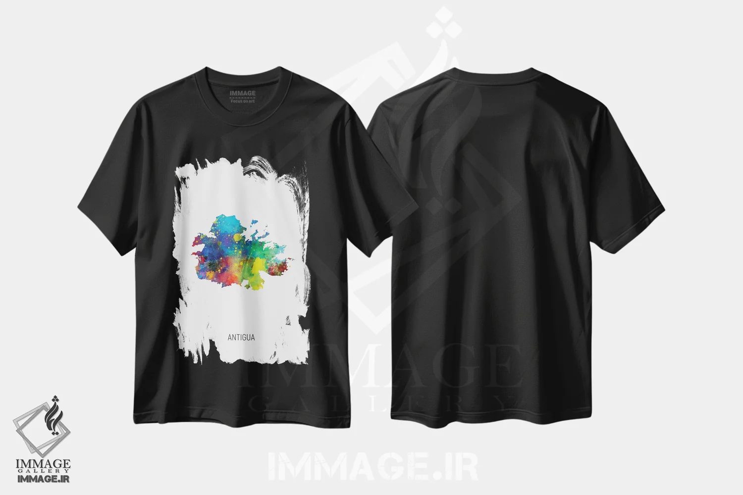 تیشرت مشکی طرح دار – تیشرت ساحلی ,نقشه آنتیگوا اثر مایکل تامپست immage.ir