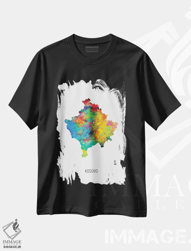 تیشرت مشکی طرح دار – تیشرت مینیمال ,نقشه کوزوو اثر مایکل تامپست فروشگاه ایماژ