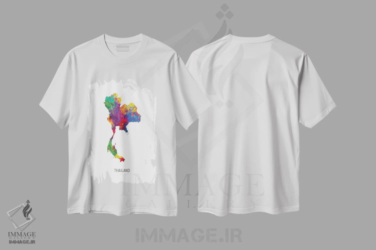 تیشرت سفید طرح دار – تیشرت جغرافیایی ,نقشه تایلند اثر مایکل تامپست immage.ir