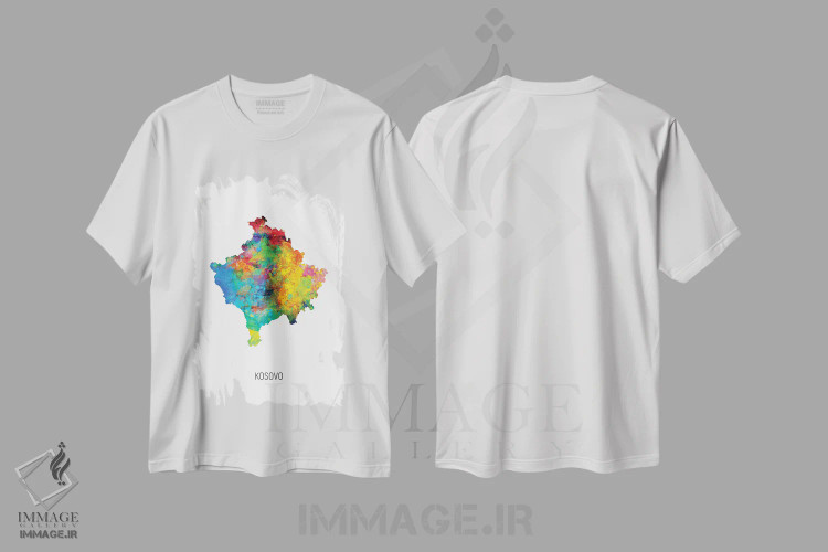 تیشرت سفید طرح دار – تیشرت مینیمال ,نقشه کوزوو اثر مایکل تامپست immage.ir