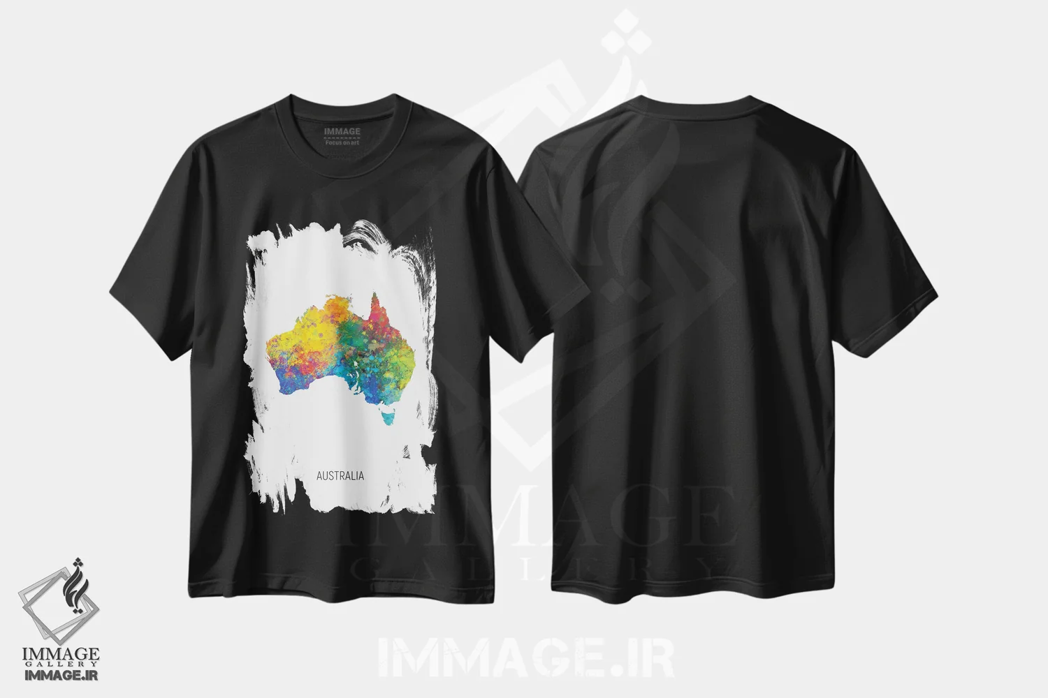 تیشرت مشکی طرح دار – تیشرت کشورها ,نقشه استرالیا اثر مایکل تامپست immage.ir