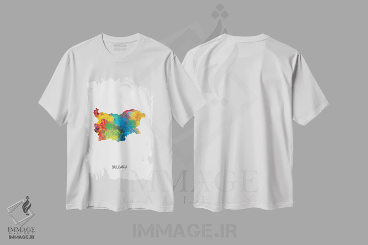 تیشرت سفید طرح دار – تیشرت هنری اروپا ,نقشه بلغارستان اثر مایکل تامپست فروشگاه ایماژ