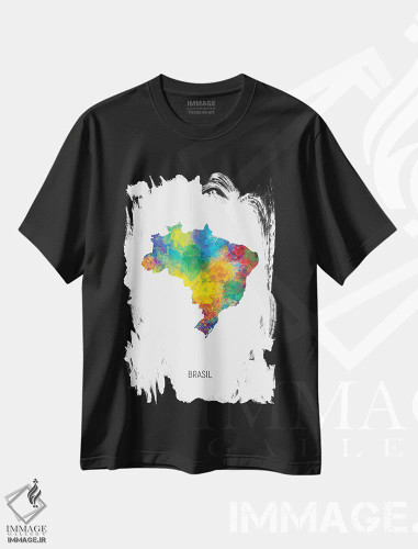 تیشرت مشکی طرح دار – تیشرت ترکیبی رنگی ,نقشه برزیل اثر مایکل تامپست فروشگاه ایماژ