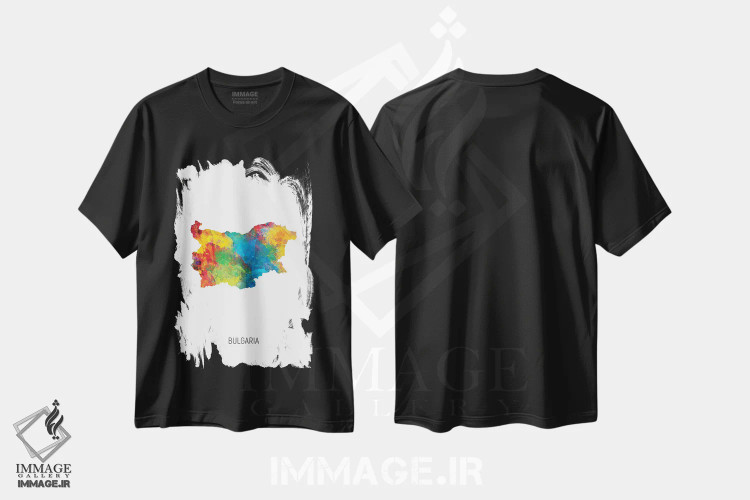 تیشرت مشکی طرح دار – تیشرت هنری اروپا ,نقشه بلغارستان اثر مایکل تامپست immage.ir