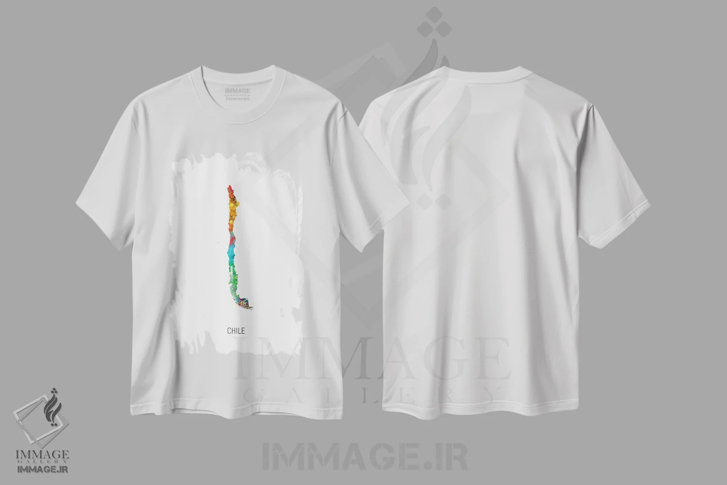 تیشرت سفید طرح دار – تیشرت فرهنگی ,نقشه شیلی اثر مایکل تامپست immage.ir