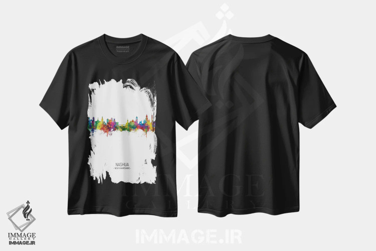 تیشرت مشکی طرح دار – تیشرت شهری ,نمای عمودی خط افق نشوا، نیوهمپشایر اثر مایکل تامپست فروشگاه ایماژ