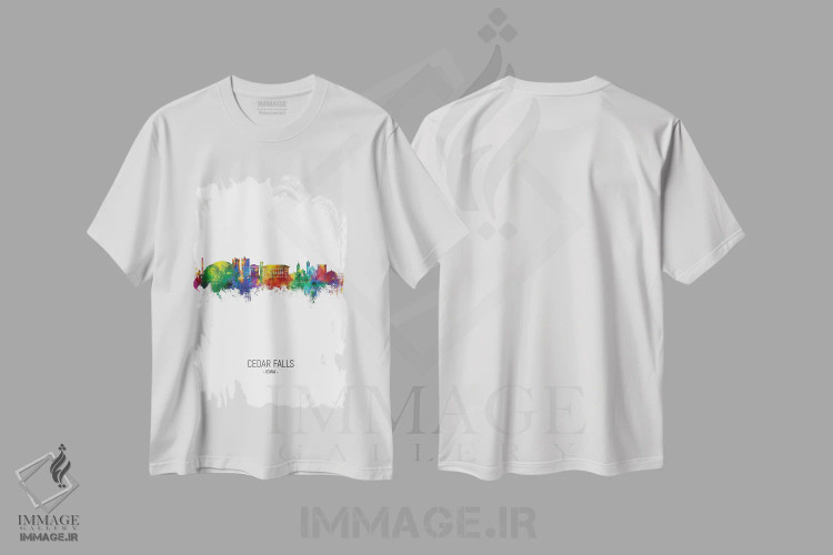 تیشرت سفید طرح دار – تیشرت مینیمال ,نمای عمودی افق سیدرفالز آیووا اثر مایکل تامپست فروشگاه ایماژ