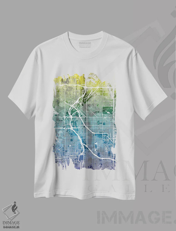 تیشرت سفید طرح دار – تیشرت انتزاعی ,Colorado, USA,نقشه گرادیانی دنور، کلرادو، ایالات متحده آمریکا اثر مایکل تامپست immage.ir