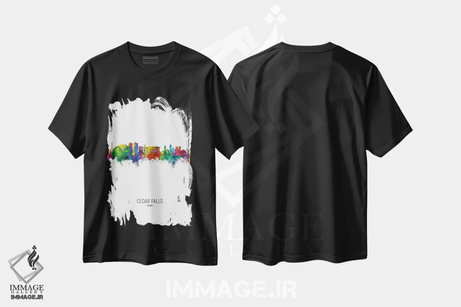 تیشرت مشکی طرح دار – تیشرت مینیمال ,نمای عمودی افق سیدرفالز آیووا اثر مایکل تامپست immage.ir