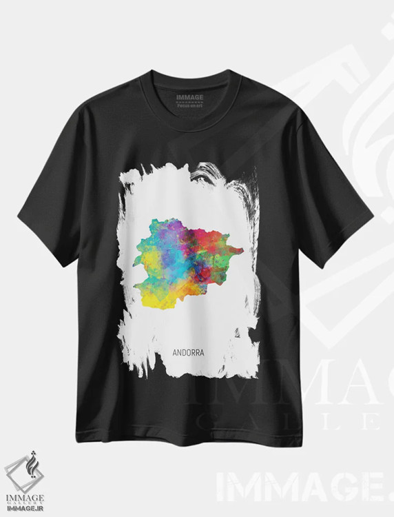 تیشرت مشکی طرح دار – تیشرت نقشه ,نقشه آندورا اثر مایکل تامپست فروشگاه ایماژ