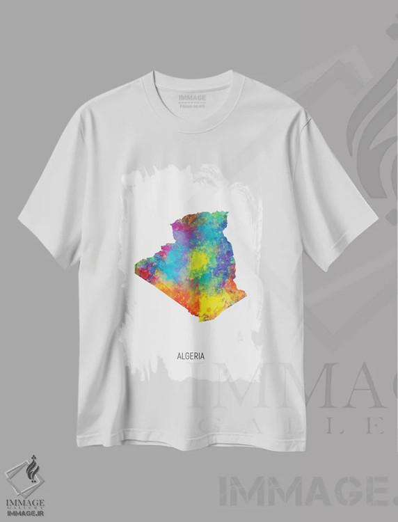 تیشرت سفید طرح دار – تیشرت فرهنگی ,نقشه الجزایر اثر مایکل تامپست فروشگاه ایماژ