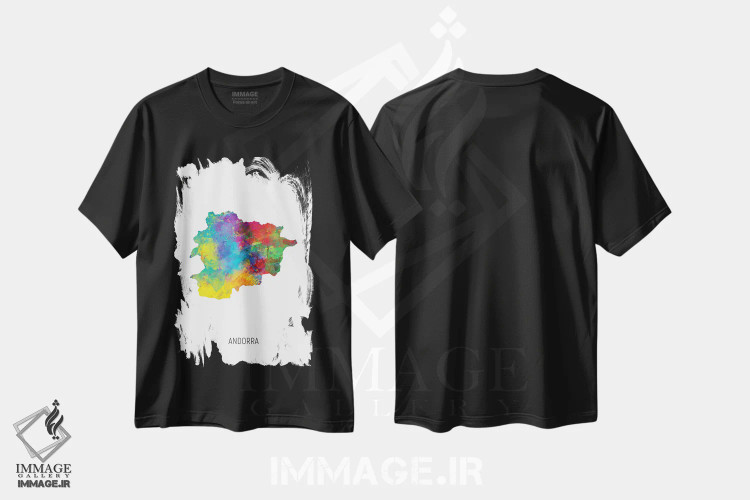 تیشرت مشکی طرح دار – تیشرت نقشه ,نقشه آندورا اثر مایکل تامپست فروشگاه ایماژ