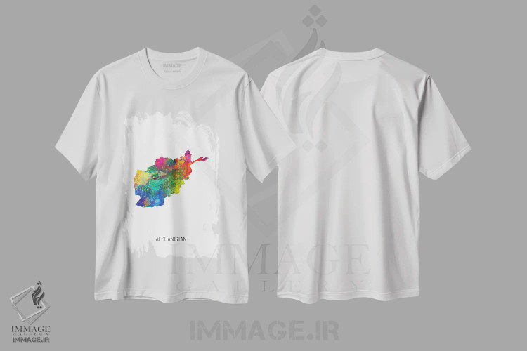 تیشرت سفید طرح دار – تیشرت فرهنگی ,نقشه افغانستان اثر مایکل تامپست فروشگاه ایماژ