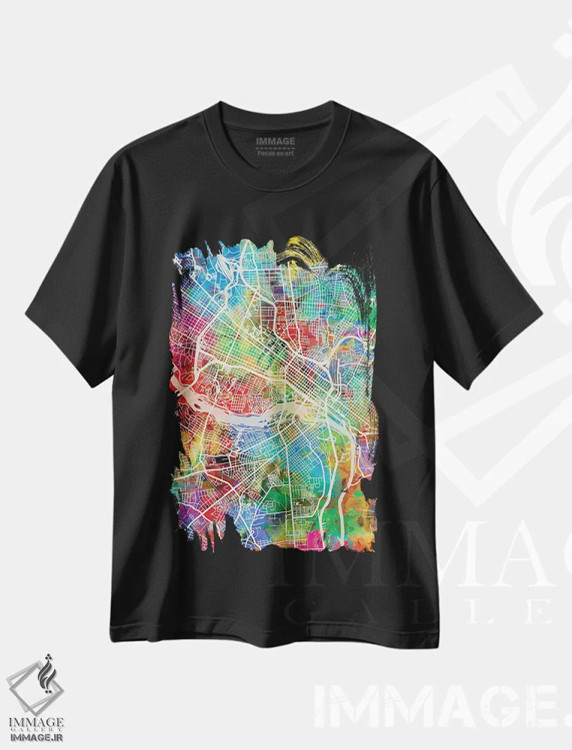 تیشرت مشکی طرح دار – تیشرت شهری ,نقشه ریچموند ویرجینیا اثر مایکل تامپست immage.ir