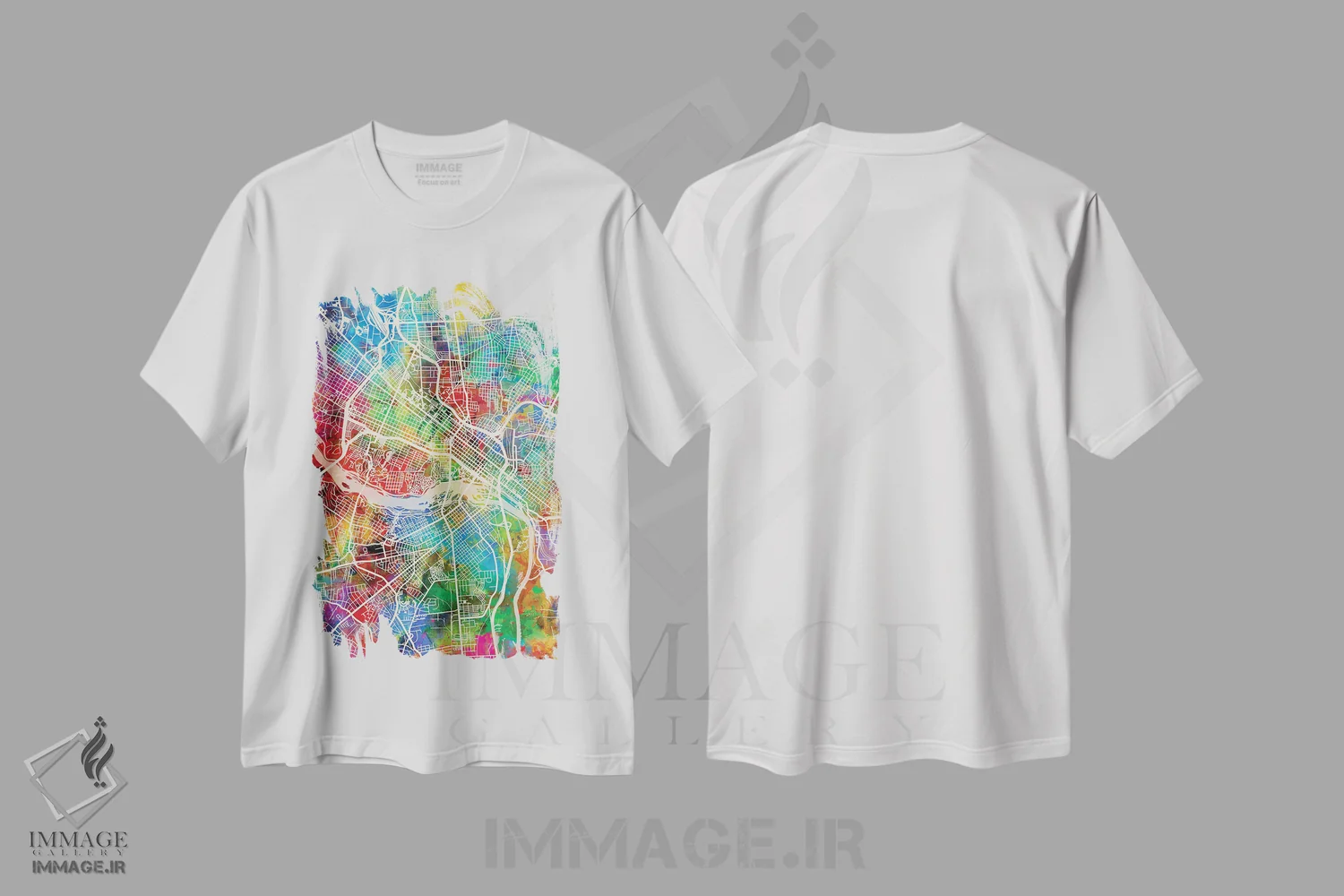 تیشرت سفید طرح دار – تیشرت شهری ,نقشه ریچموند ویرجینیا اثر مایکل تامپست فروشگاه ایماژ