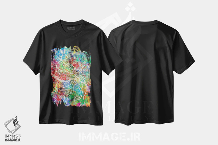 تیشرت مشکی طرح دار – تیشرت شهری ,نقشه ریچموند ویرجینیا اثر مایکل تامپست immage.ir