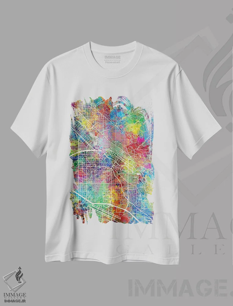 تیشرت سفید طرح دار – تیشرت شهری ,نقشه بویزی آیداهو اثر مایکل تامپست فروشگاه ایماژ